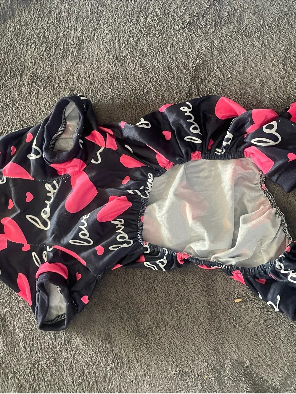 Black & Pink 'Love' Heart Dog - Cozy Pet Onsie